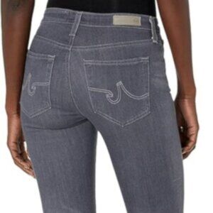 Anthropologie AG Jeans Farrah High Rise Skinny Grey Slim Fit Raw Hem Split Ankle